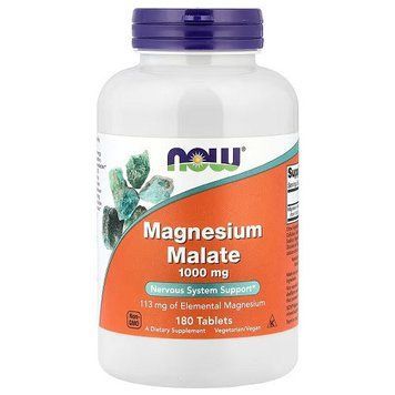Вітаміни Магній Now Magnesium Malate 1000 mg (180 таблеток.) 0316023 фото