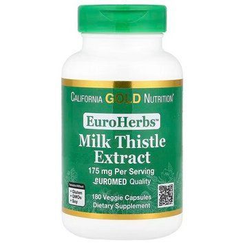 Екстракт розторопша Силімарін California Gold Nutrition EuroHerbs Milk Thistle (180 капсул.) 0401004 фото