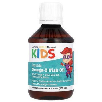 Витамины омега 3 для детей California Gold Nutrition KIDS Liquids Omega-3 Fish Oil (200 мл.) 0501022 фото