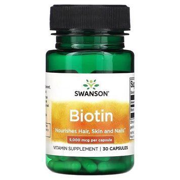 Вітаміни Біотин Swanson Biotin 5000 mcg (30 капсул.) 0302044 фото