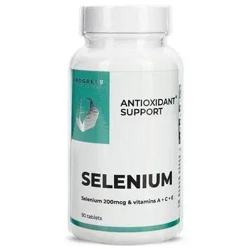 Вітаміни і мінерали Progress Nutrition Selenium 200 mcg & vitamins A + C + E (90 таблеток.) — фото товару