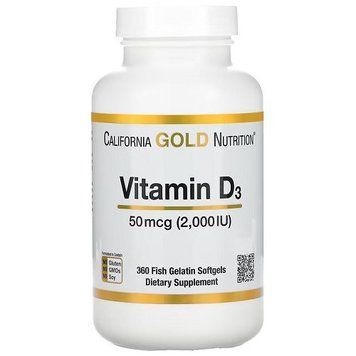 Витамины California Gold Nutrition Vitamin D3 50 mcg 2000 IU (360 капсул.) 0304016 фото